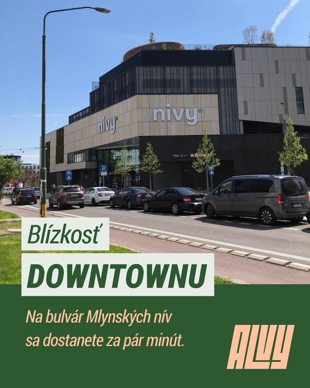 Projekt ALVY vás spája s pulzujúcim srdcom moderného mesta. Nové bratislavské centrum máte doslova na skok, vďaka čomu si môžete užívať dynamickú atmosféru metropoly kedykoľvek sa vám zažiada. 🏙️

Odsunutí od hlavného ruchu, no pritom v pešej dostupnosti. Na mestský bulvár Mlynských nív sa pohodlne dostanete za pár minút, čo vám otvára okamžitý prístup k popredným reštauráciám, nákupným možnostiam a biznis centrám.🛒

Objavte bývanie, ktoré efektívne eliminuje dlhé dochádzanie a mení čas strávený na cestách na čas pre seba.
🔗 Spoznajte kompletné výhody lokality projektu ALVY: https://www.alvy.sk/lokalita