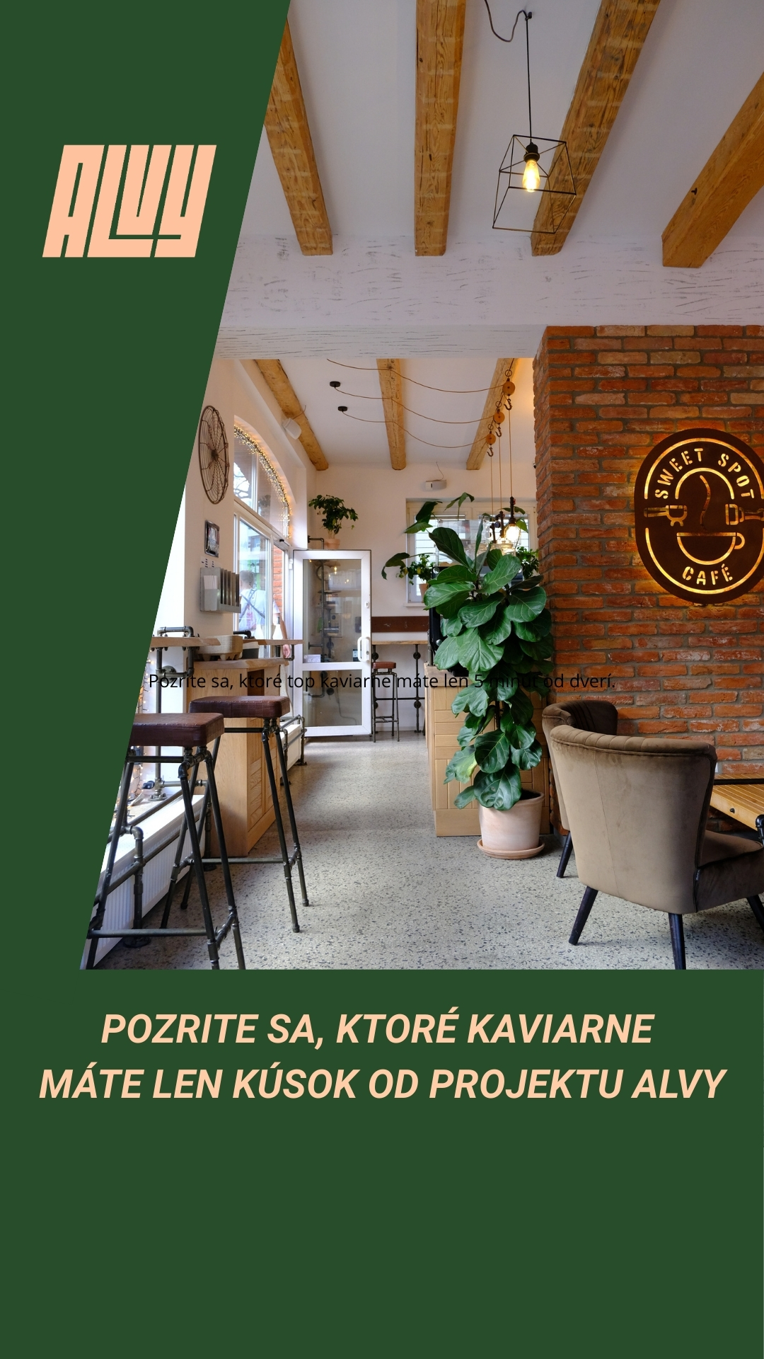 ☕️ Dobrá káva hneď za rohom. To je život v ALVY.
Bývať v projekte ALVY neznamená len moderný byt 🏙️, ale aj skvelú občiansku vybavenosť v bezprostrednom okolí. Ak patríte k ľuďom, ktorí si nevedia predstaviť deň bez kvalitného espressa alebo flat white ☕️, toto miesto si zamilujete.

Prečo je lokalita ALVY rajom pre kávičkárov? 🔝
📍 Dostupnosť: Najlepšie kaviarne v okolí máte len pár minút chôdze od dverí.
💻 Home office: Ideálne miesta na prácu mimo bytu máte priamo pod nosom.
⚡️ Vybavenosť: Žiadne zdĺhavé dochádzanie za mestským vibe-om – ten je tu štandardom.

Lokalita ALVY spája kľudné bývanie s dynamickým mestským štýlom, kde máte všetko dôležité (vrátane kofeínu) na dosah ruky. 👋
👉 Pozrite si aktuálnu ponuku bytov v projekte  ALVY na našom webe a nájdite svoj nový domov ešte dnes. 🏠✨
https://www.alvy.sk
